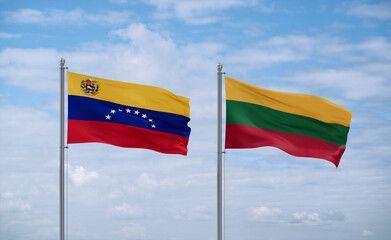 Lithuania and Venezuela flags, country relationship concept