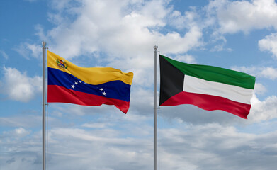 Kuwait and Venezuela flags, country relationship concept