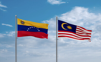 Malaysia and Venezuela flags, country relationship concept