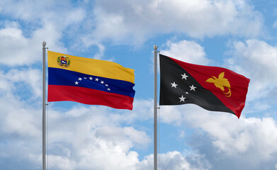 Papua New Guinea and Venezuela flags, country relationship concept