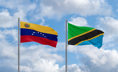 Tanzania and Venezuela flags, country relationship concept