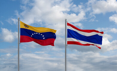 Thailand and Venezuela flags, country relationship concept