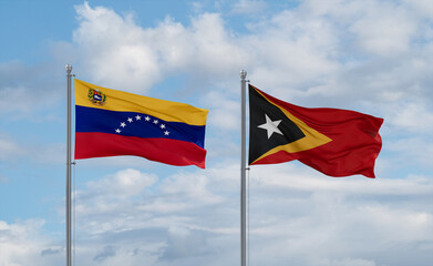 East Timor and Venezuela flags, country relationship concept