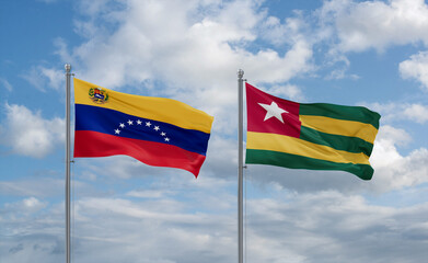 Togo and Venezuela flags, country relationship concept