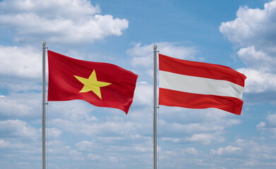 Austria and Vietnam flags, country relationship concept