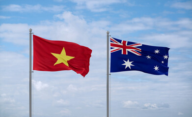 Australia and Vietnam flags, country relationship concept