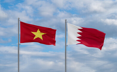Bahrain and Vietnam flags, country relationship concept