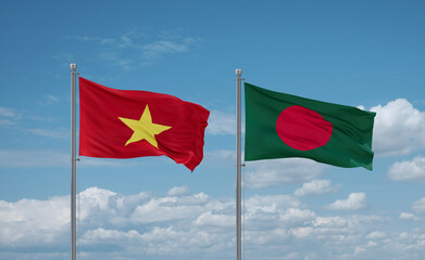 Bangladesh and Vietnam flags, country relationship concept