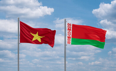 Belarus and Vietnam flags, country relationship concept