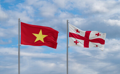 Georgia and Vietnam flags, country relationship concept