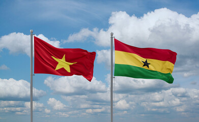 Ghana and Vietnam flags, country relationship concept