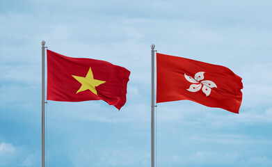Hong Kong and Vietnam flags, country relationship concept