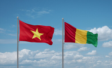 Guinea and Vietnam flags, country relationship concept
