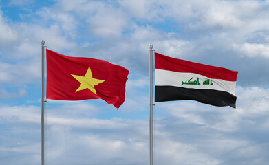 Iraq and Vietnam flags, country relationship concept