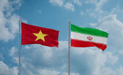 Iran and Vietnam flags, country relationship concept