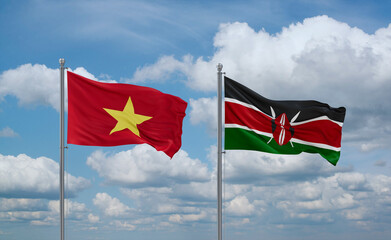 Kenya and Vietnam flags, country relationship concept