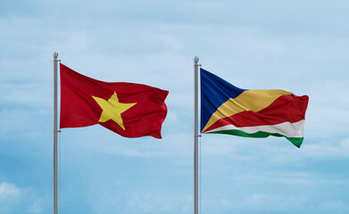 Seychelles and Vietnam flags, country relationship concept