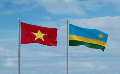 Rwanda and Vietnam flags, country relationship concept