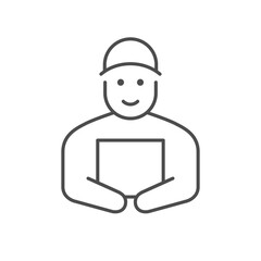 Courier with box line icon
