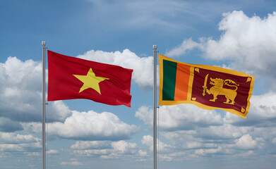 Sri Lanka and Vietnam flags, country relationship concept