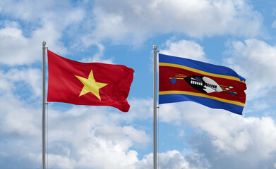 Eswatini and Vietnam flags, country relationship concept