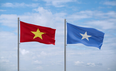 Somalia and Vietnam flags, country relationship concept