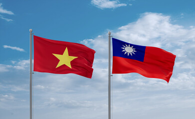 Taiwan and Vietnam flags, country relationship concept