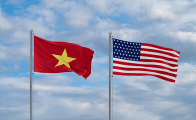 USA and Vietnam flags, country relationship concepts