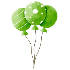 Watercolor green balloons illustration