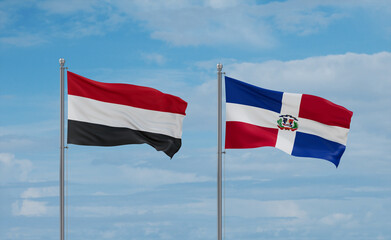 Belgium and Yemen flags, country relationship concept