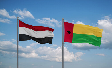 Guinea-Bissau and Yemen flags, country relationship concept