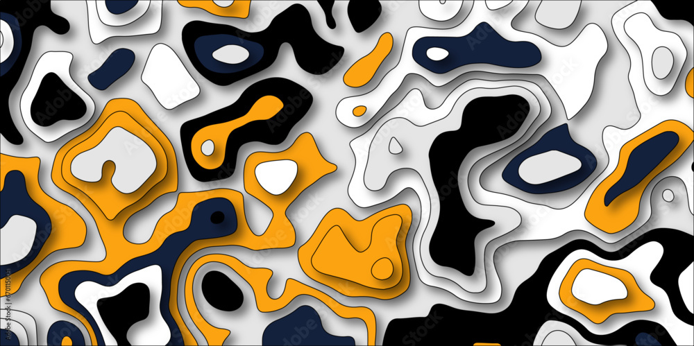 Poster abstract wavy line 3d paper cut white background. topographic colorful geometric map relief texture 