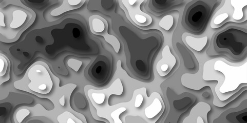 Trending modern abstract gray paper cut out background texture design. For web, wall paper, brochure with curved layers and shadow. Abstract white paper cut shapes background with shadow topography.
