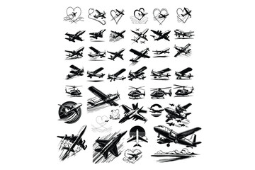 Obraz premium Airplane Bundle Collection: High-Flying Aviation in One Set