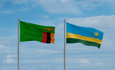 Rwanda and Zambia flags, country relationship concept