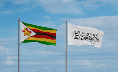 Zimbabwe and Afghanistan national flags, country relationship concept