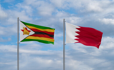 Bahrain and Zimbabwe flags, country relationship concept