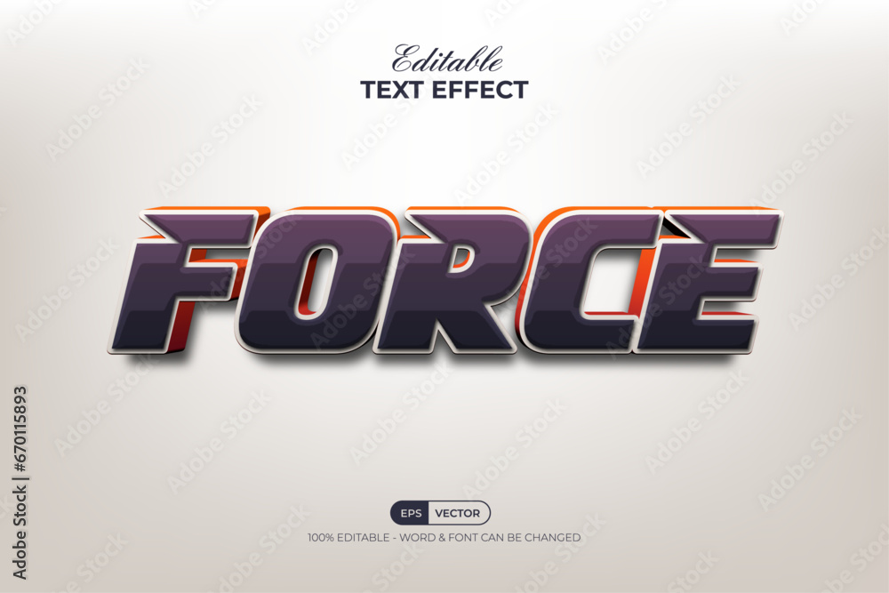 Poster force 3d text effect style. editable text effect.