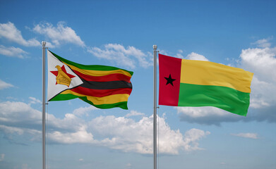 Guinea-Bissau and Zimbabwe flags, country relationship concept