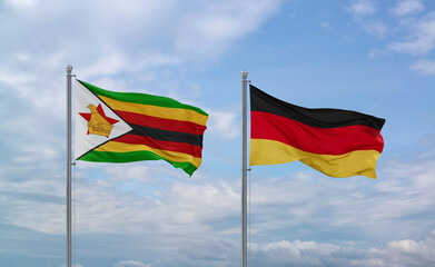 Germany and Zimbabwe flags, country relationship concept