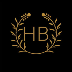 HB letter branding logo design with a leaf