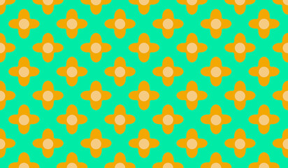 Yellow flower seamless pattern on green background