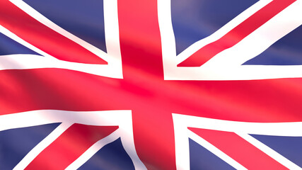 3D render - Great Britain flag fluttering in the wind