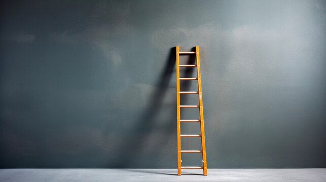 Single Ladder Against a Gray Background