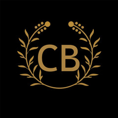 CB letter branding logo design with a leaf