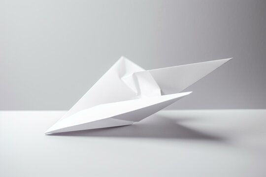 a white paper plane on a light-colored background with room for text. digitally created image. Generative AI