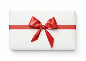 beautifully wrapped gift box with a vibrant red ribbon