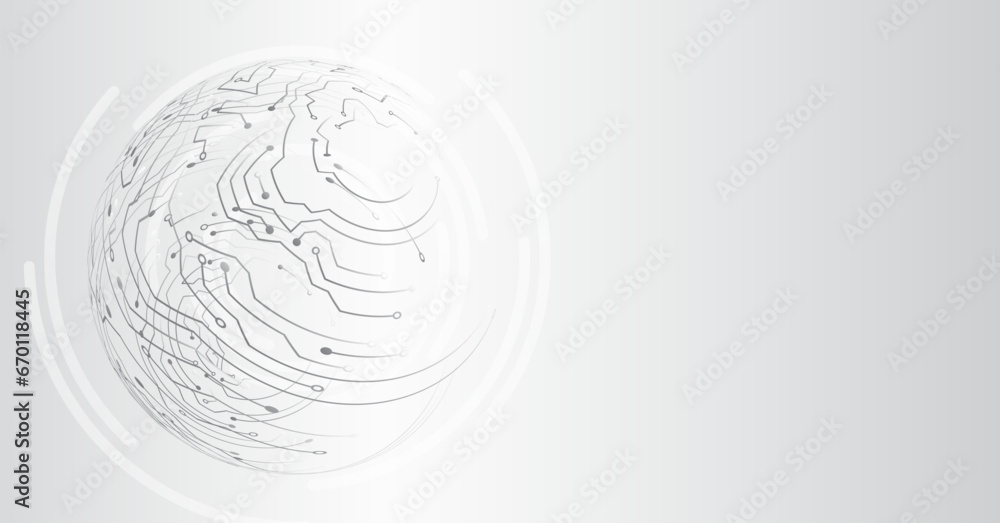 Poster Abstract global sci fi concept. Digital internet communication on a grey background. Wide Cyber security internet and networking concept. Hi-tech vector illustration with various technology elements.