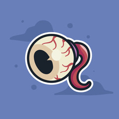 Vector illustration of eyeball for halloween sticker
