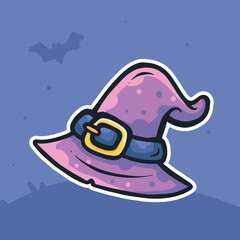 Vector illustration of witch hat for halloween sticker